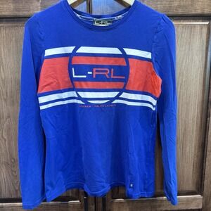 Lauren Active Ralph Lauren Blue Logo Long Sleeve Shirt Size L Cotton Blend